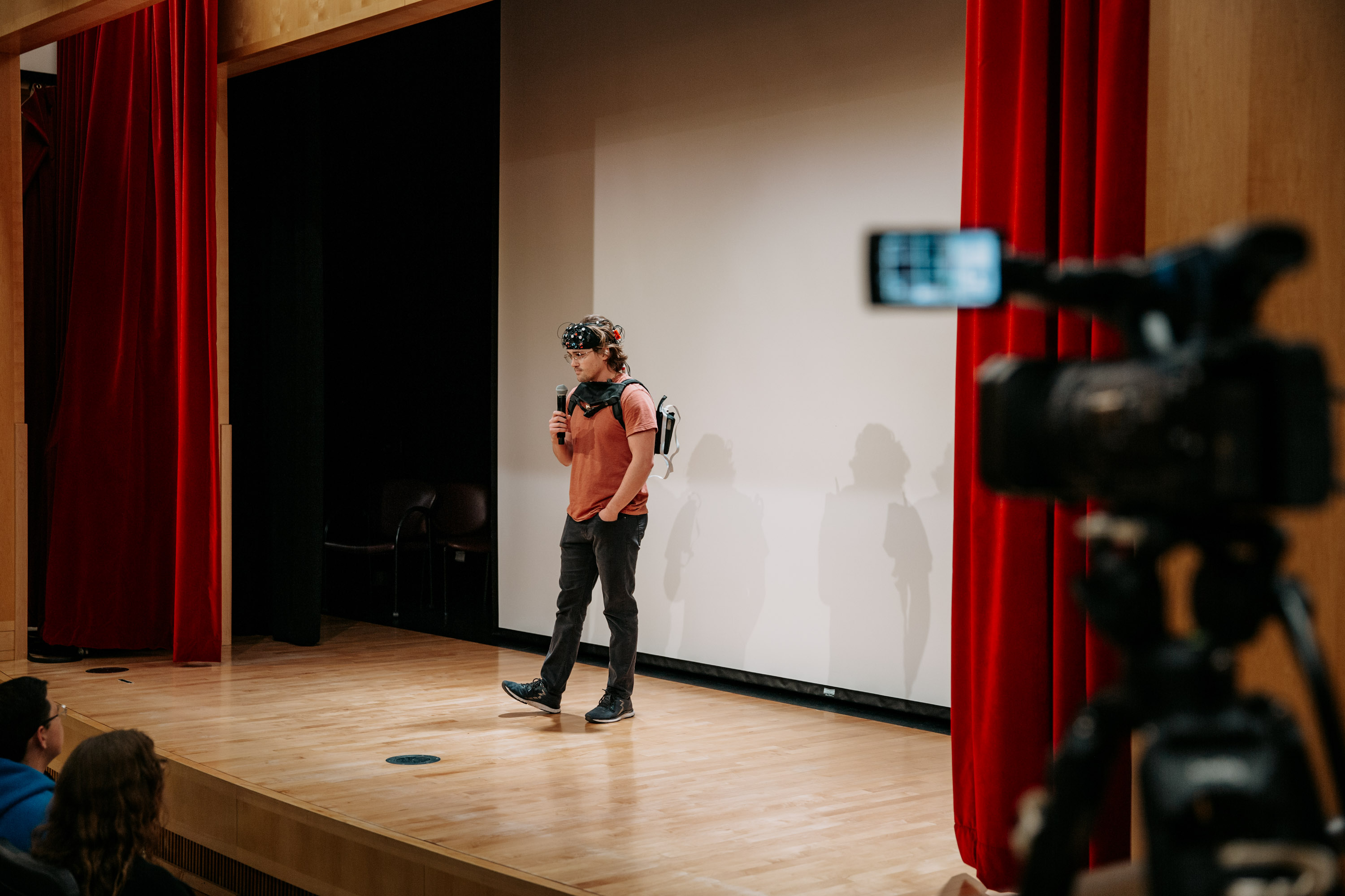 Storyteller addresses the audience.
