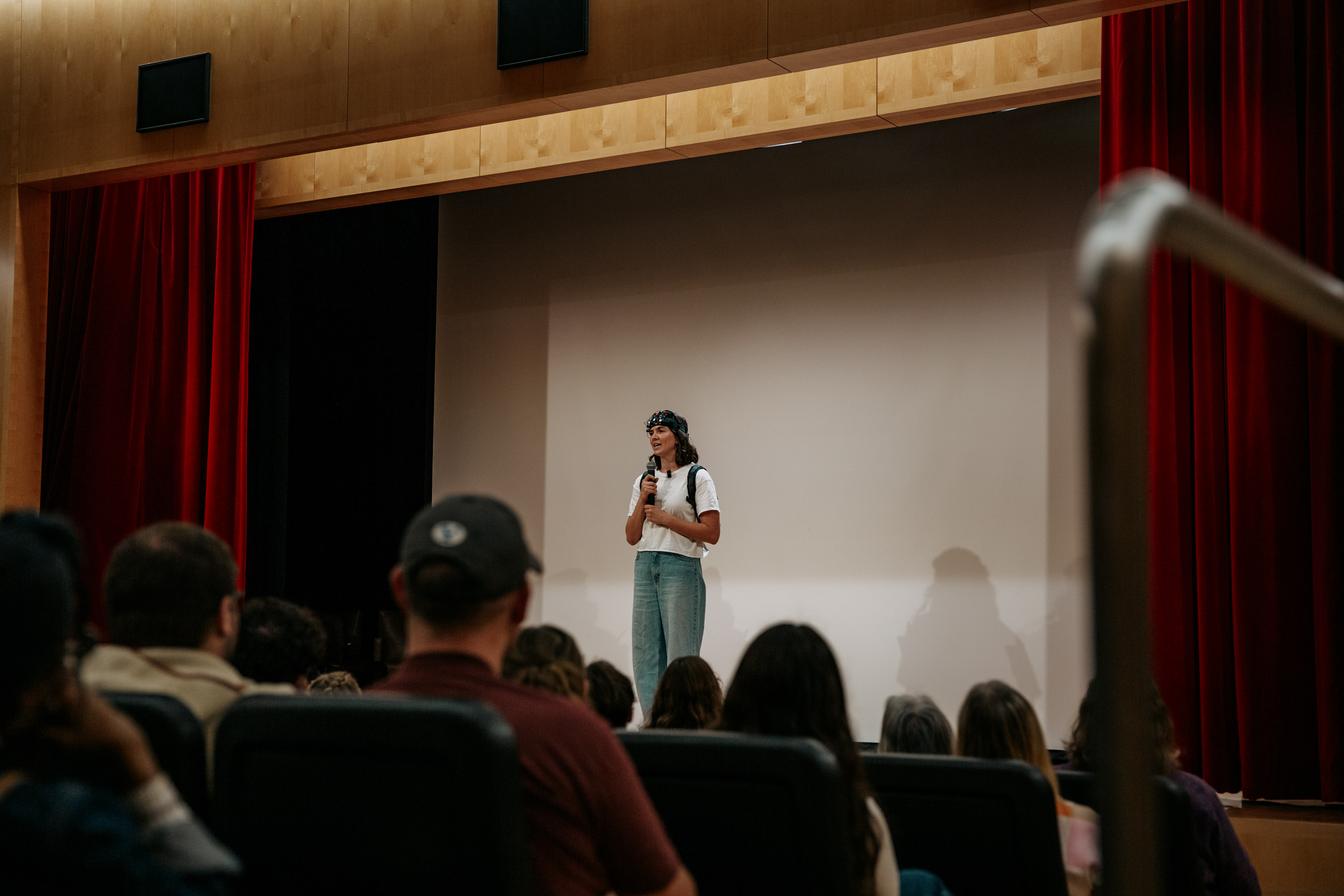 Storyteller addresses the audience.