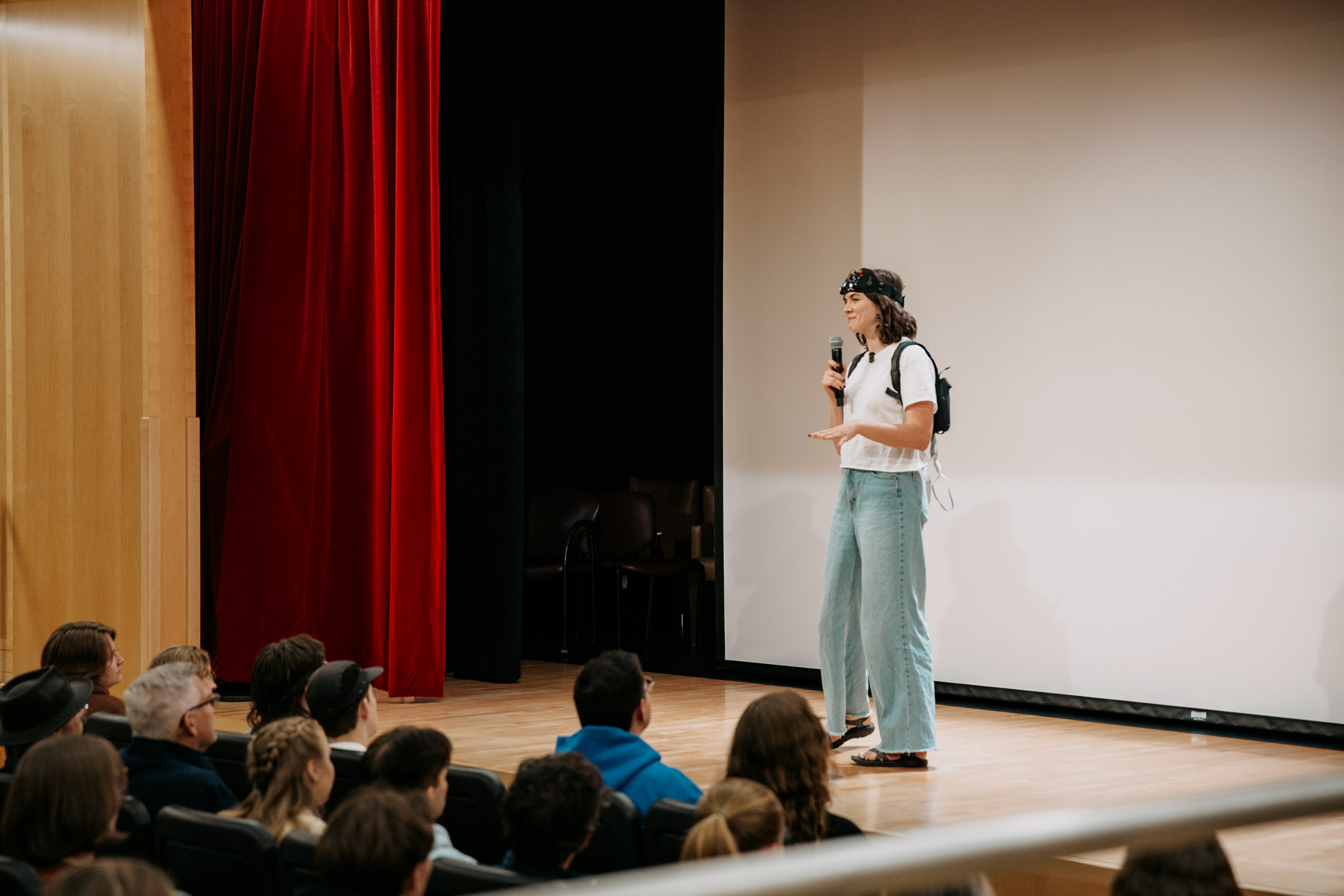 Storyteller addresses the audience.