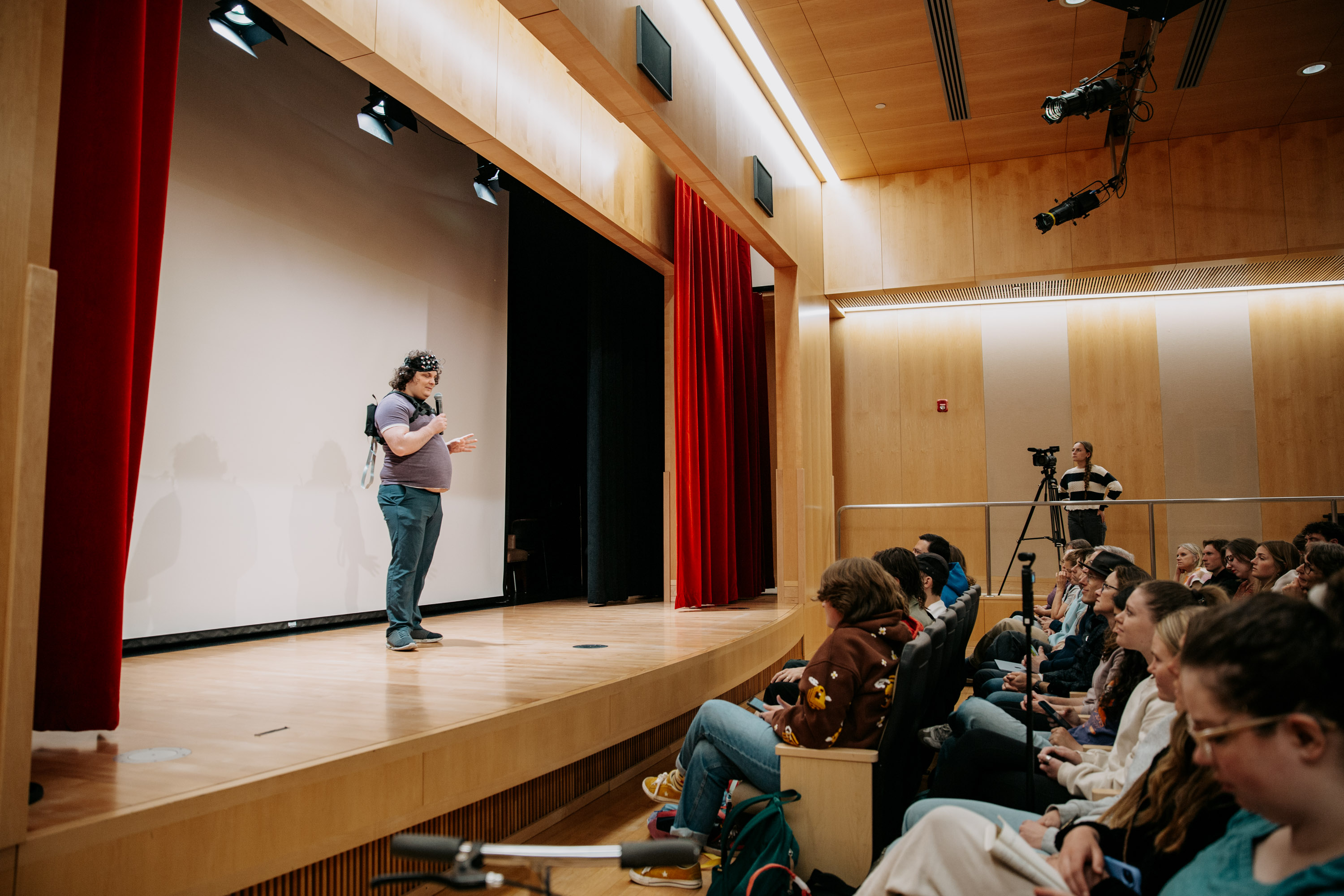 Storyteller addresses the audience.