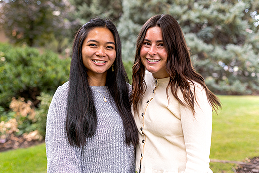 The Communication Disorders Peer Mentors stand near the Taylor Building on BYU Campus