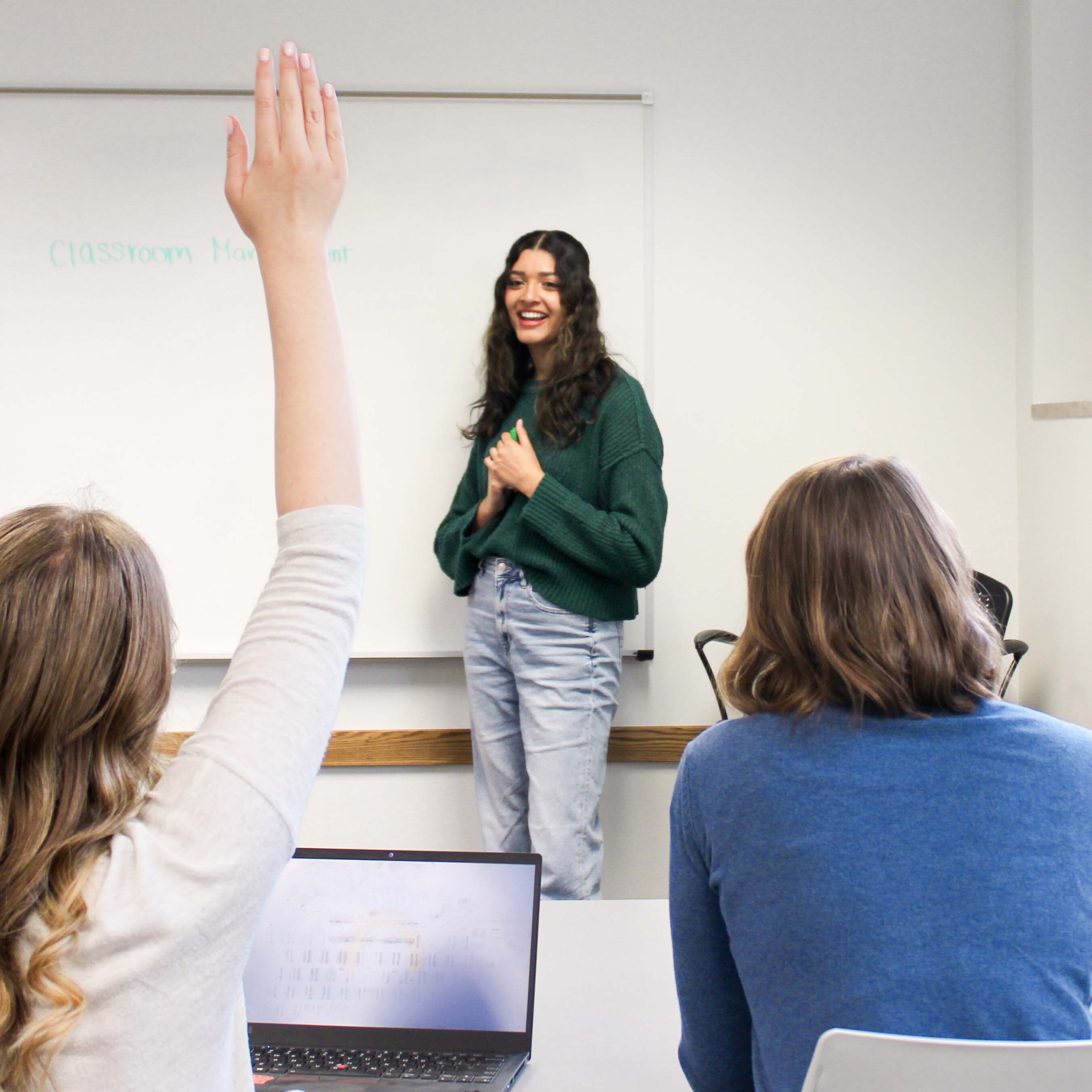 students participating in class