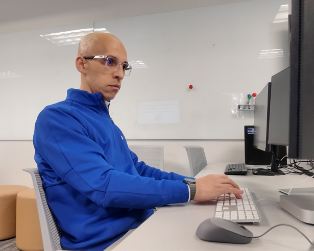 Adriano working on computer